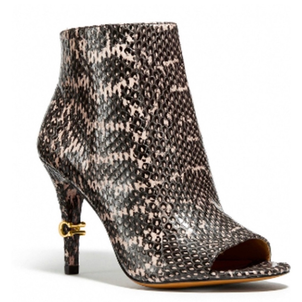 New COACH Remi Snakeskin Open Toe Booties! Size 10!